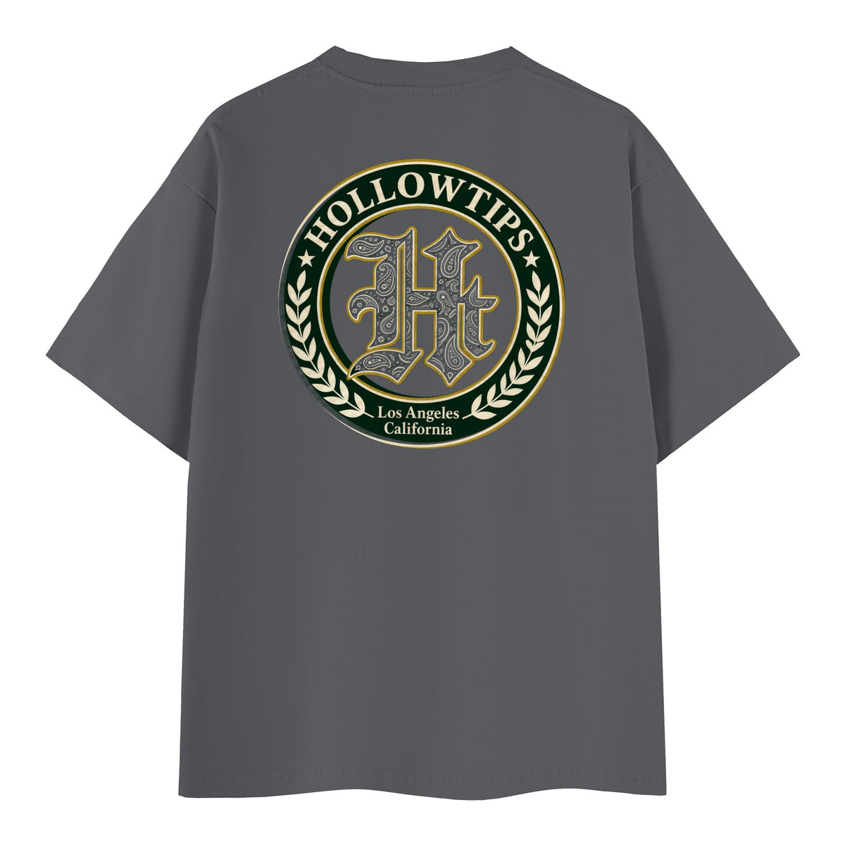 Green Crest Tee, dark gray, back