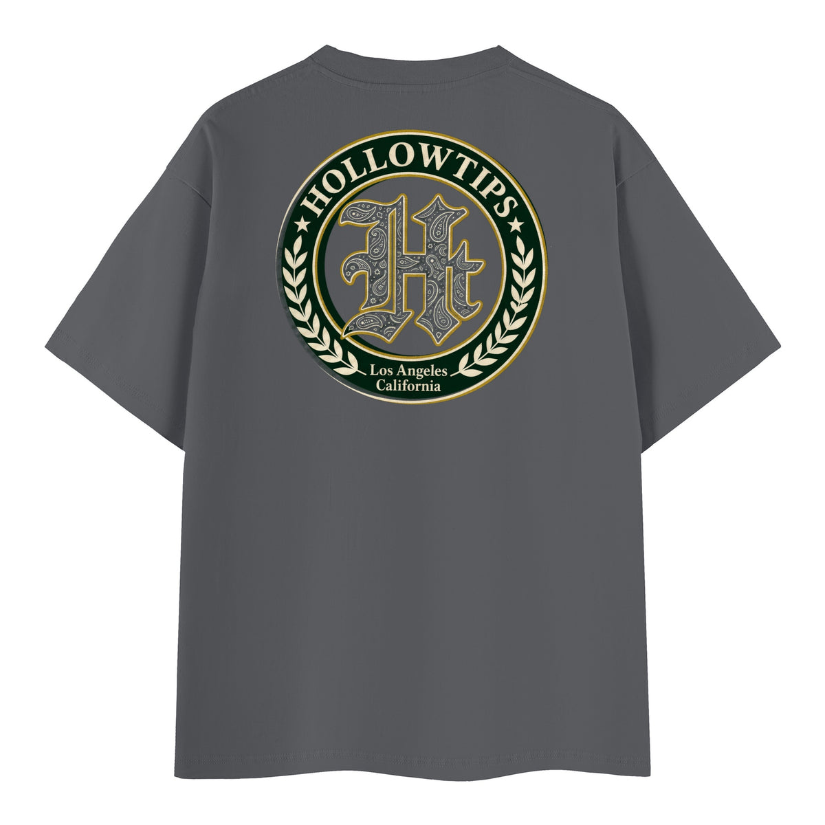 Green Crest Tee, dark gray, back
