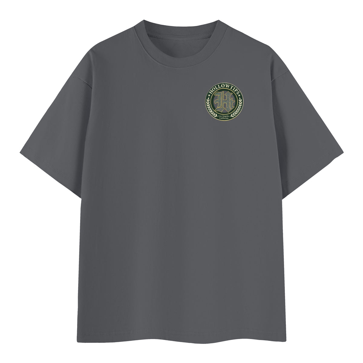 Green Crest Tee, dark gray, front