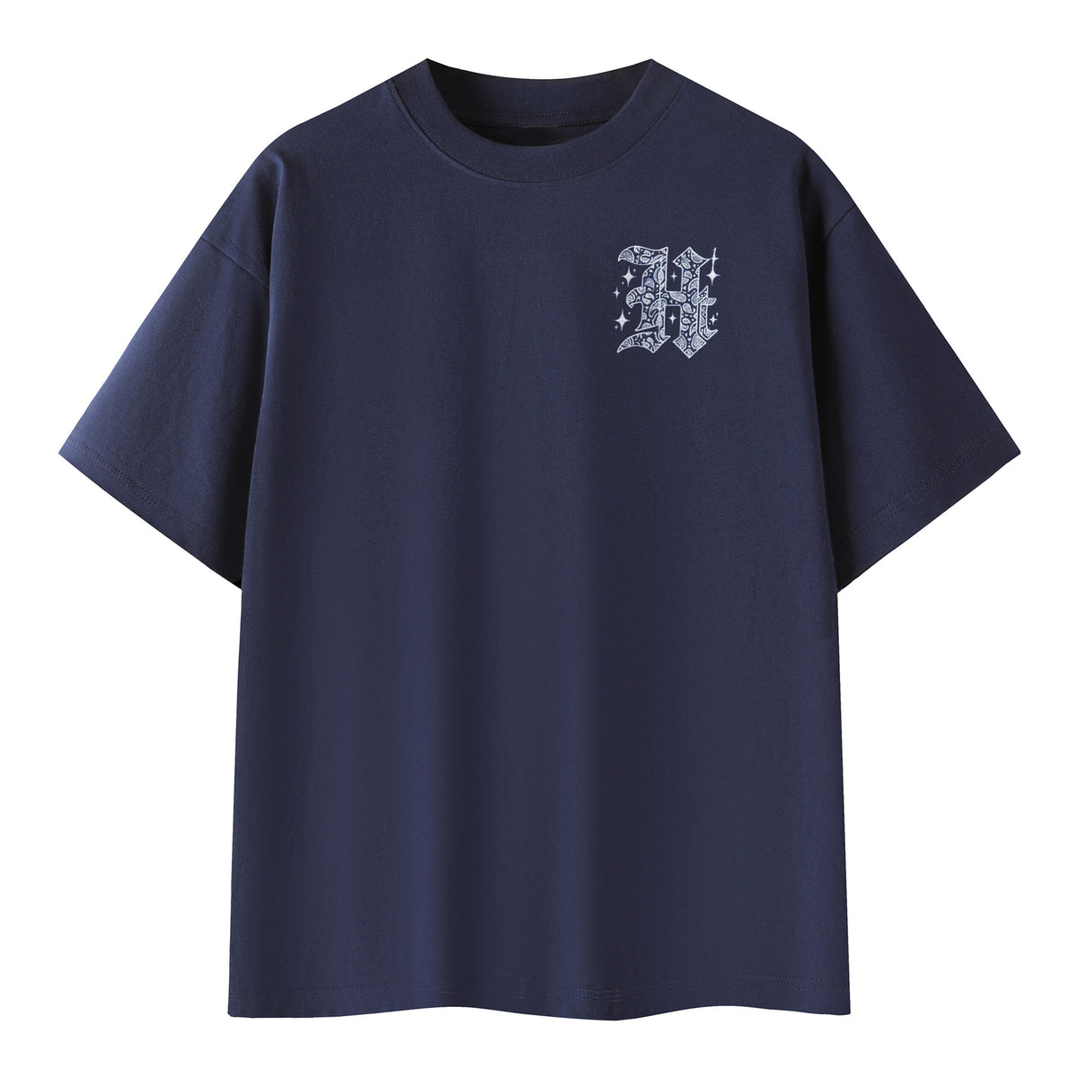 Paisley H Tee, navy, front