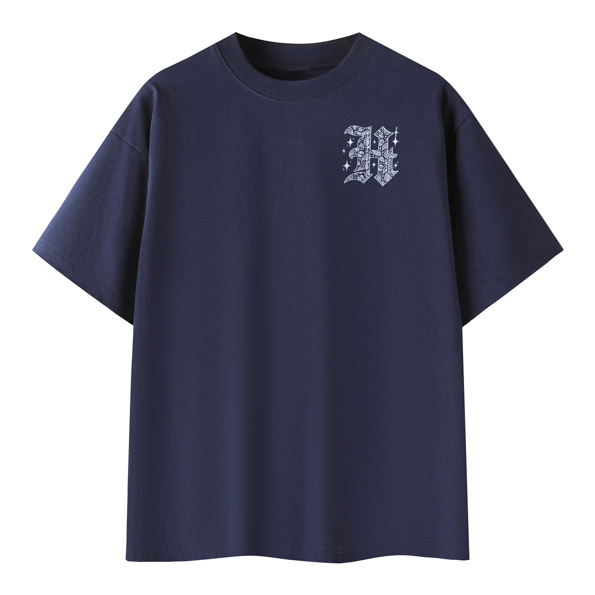 Paisley H Tee, navy, front